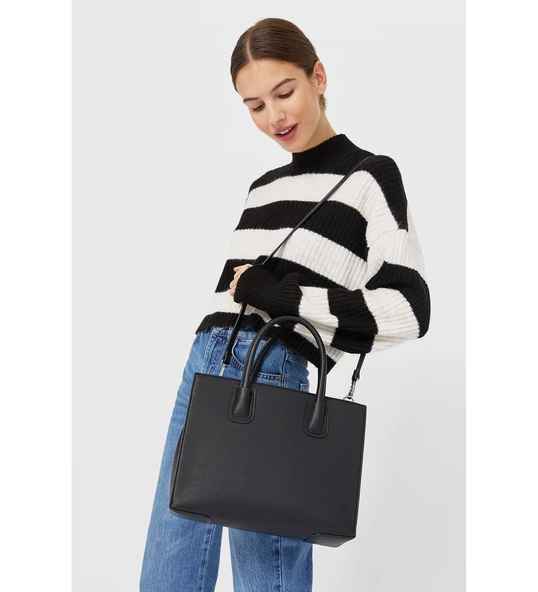 Stradivarius Kadın Siyah Sert Tote Çanta 00525001 ürün görseli