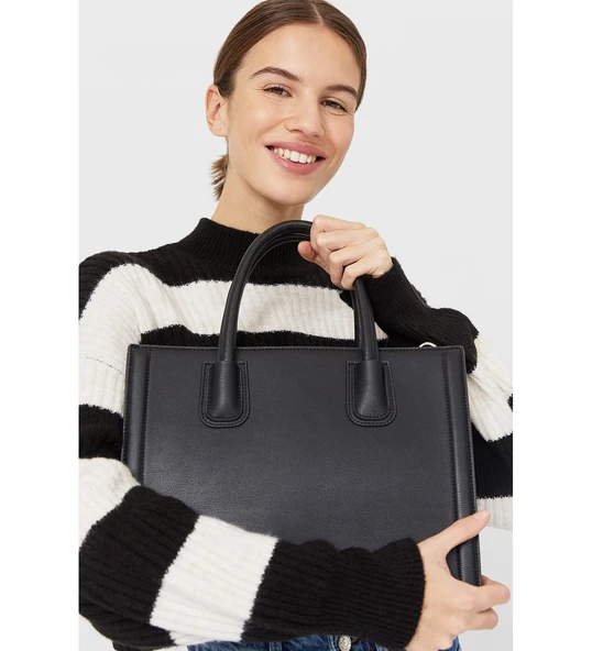Stradivarius Kadın Siyah Sert Tote Çanta 00525001 - Resim 2