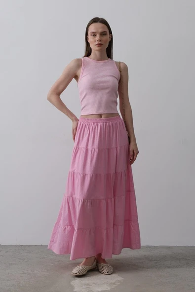 KAT KAT KETEN ETEK - Şeker Pembe - Resim 2