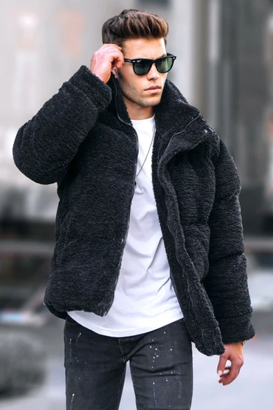 Madmext Siyah Şişme Peluş Erkek Mont 5698 ürün görseli 1