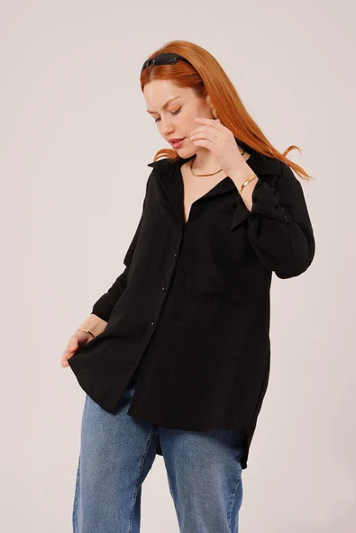 Salaş Kesim Cepli Siyah Gömlek - 3