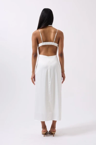 Saten İnce Asklı Elbise - Resim 4