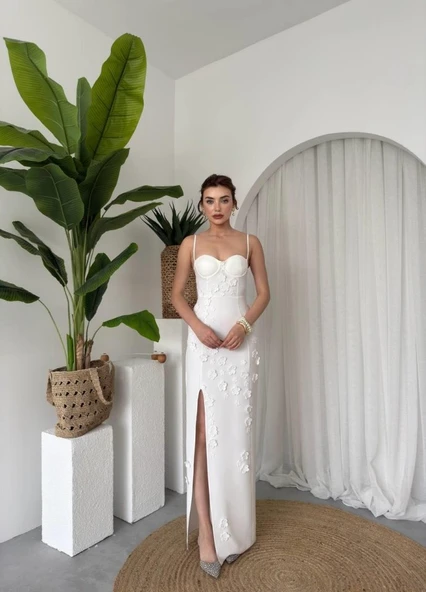 Stor Gül Detaylı Elbise - Resim 8