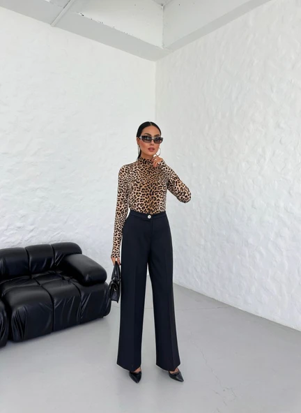 230 Gr Poly Viscose Lycra Metal Düğme Palazzo Pantolon ürün görseli