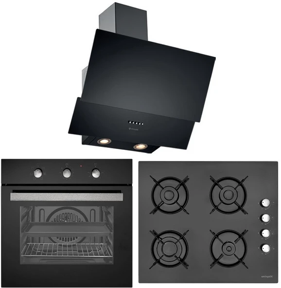 EMİNÇELİK SİYAH CAM 6 PRG TURBO FANLI ANKASTRE SET