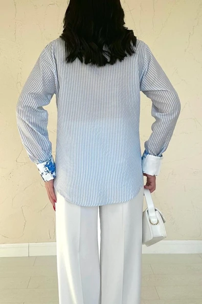 Mavi Garnili Gömlek - Resim 4