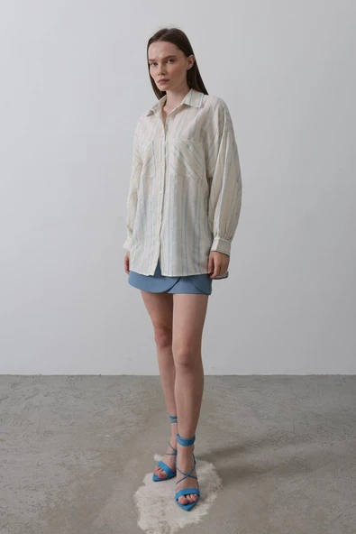 Gömlek - Bej Mavi - Resim 2