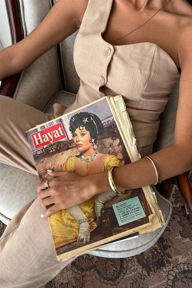 Tek Omuz Büstiyer Plazzo Pantolon Viscon Takım 10159 - Resim 6