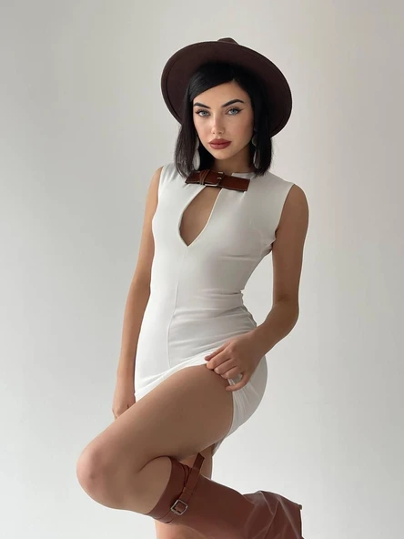 Nadia Kemerli Mini Elbise - Resim 3