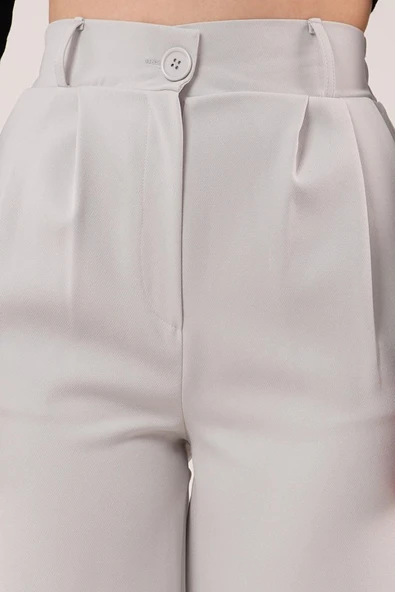 Bol Paça Piliseli Gri Pantolon - Resim 4