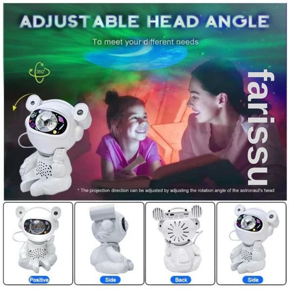 Sevimli Astronot Tasarımlı Müzikli Yıldızlı Gökyüzü Projektörü - 7
