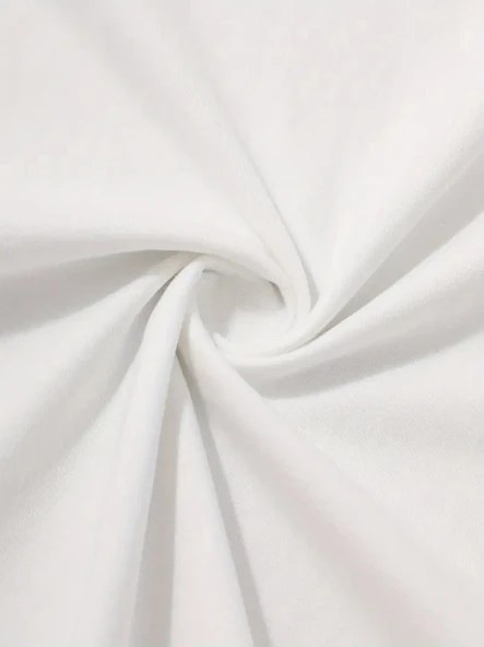 Baskılı Oversize Bisiklet Yaka T-shirt - Beyaz - Resim 4