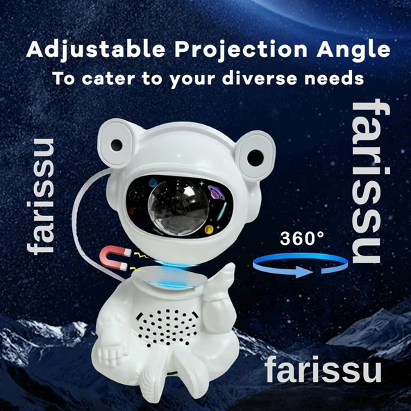 Sevimli Astronot Tasarımlı Müzikli Yıldızlı Gökyüzü Projektörü - 4