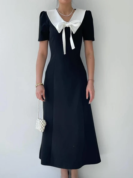 Zerra Yaka Kurdale Detay Elbise - Resim 2