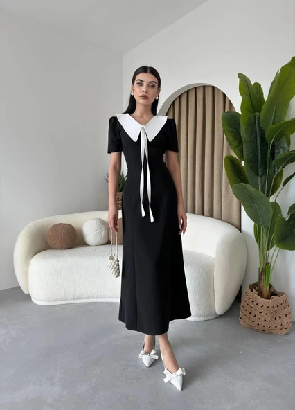 Zerra Yaka Kurdale Detay Elbise - Resim 6
