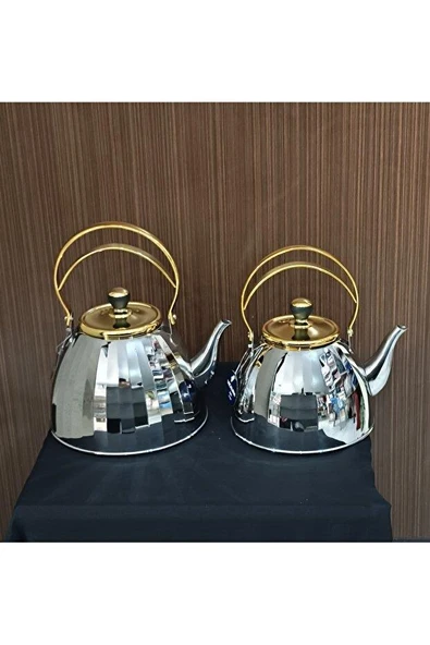 VICALINA  Çelik Çaydanlık seti ithal Model Alman Markası Paslanmaz Çelik Çaydanlık Ocak üstü Isıtıcı 2 LT 3 LT