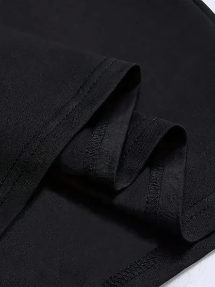 Baskılı Oversize Bisiklet Yaka T-shirt - Siyah - Resim 3