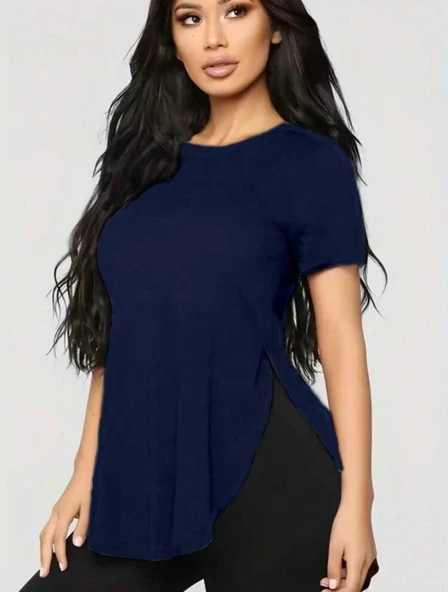 Kadın Türlü Viskon Kumaş Yırtmaç Detaylı Bluz - Resim 2