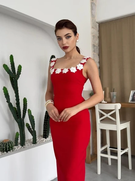 Mıng Çiçek Detaylı Elbise - Resim 3