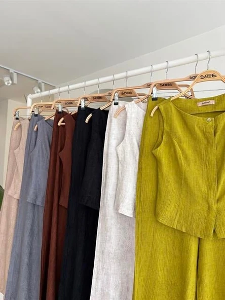 Sıfır Kollu Bluz Batik Desenli Pantolon İkili Takım 10181-08 - Resim 8