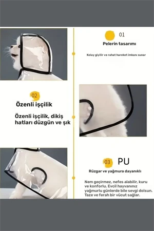1 Adet-Pomeranian Şeffaf Köpek Yağmurluğu – PVC, Su Geçirmez, Tüm Irklar İçin Uygun - Resim 9