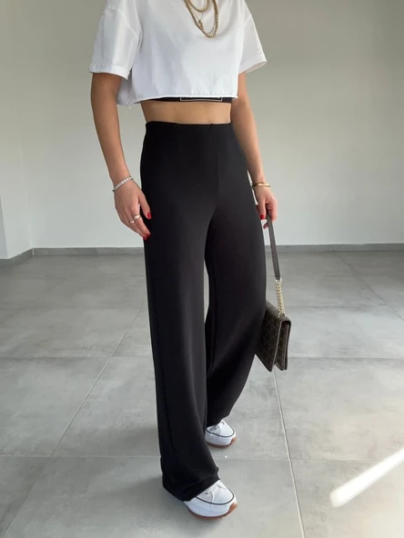 Kadın Krep Kumaş Gipe Detay Palazzo Pantolon ürün görseli