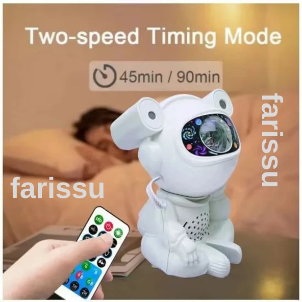 Sevimli Astronot Tasarımlı Müzikli Yıldızlı Gökyüzü Projektörü - 2