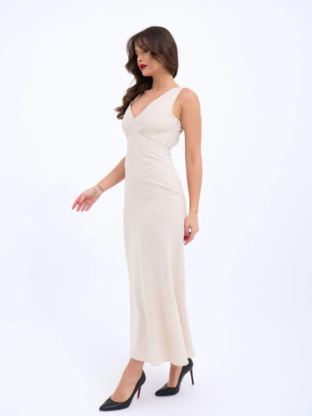 7124 ELBİSE-BEJ - Resim 5