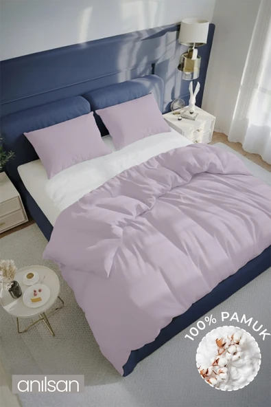 Düz Lila Çift Kişilik Nevresim Seti %100 Pamuk, 63tel (Nevresim+Yastık Kılıfı)