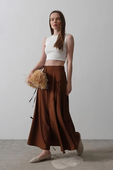 Fiyonk Kloş Etek - Kahve - Resim 2