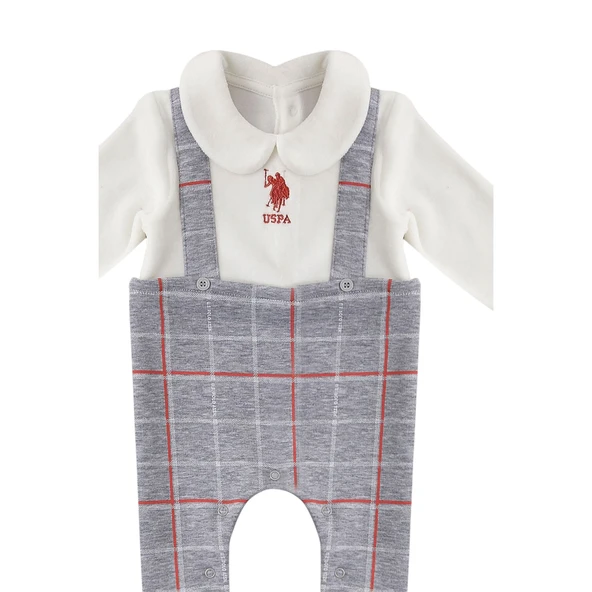 Gri Melanj Kadife Bebek Tulum - Resim 4