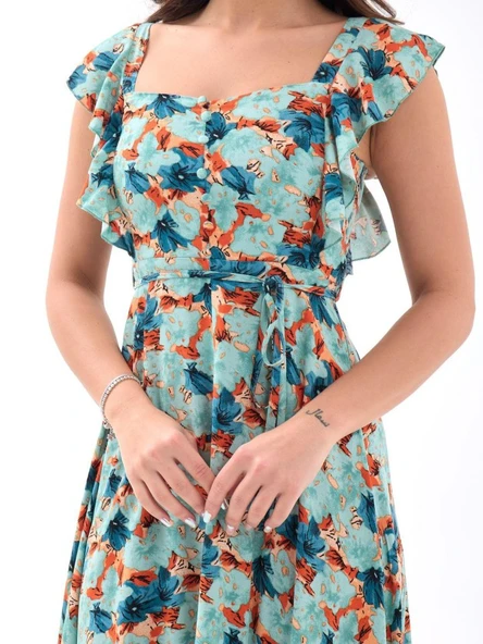 5370 ELBİSE-YEŞİL - Resim 3