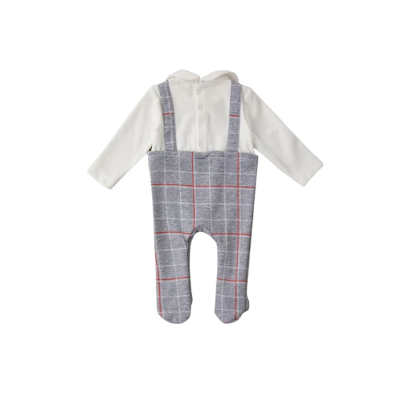 Gri Melanj Kadife Bebek Tulum - Resim 5