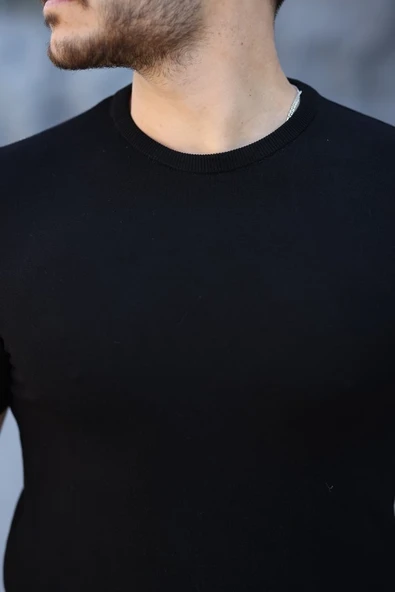 Erkek Viskon Kumaş Bisiklet Yaka Basic Tişört - Resim 3