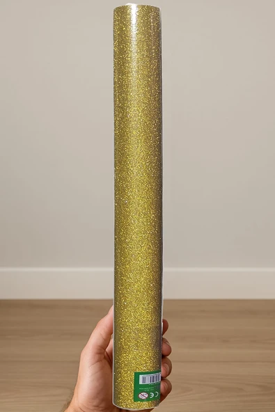 Sarı Simli Yapışkanlı Asetat 45x200 cm - 1 Adet ürün görseli