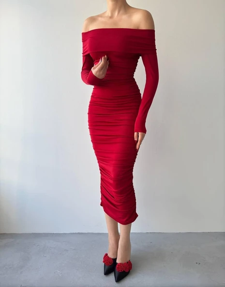 Dakota Drapeli Elbise - Resim 2