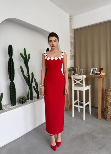 Mıng Çiçek Detaylı Elbise - Resim 6