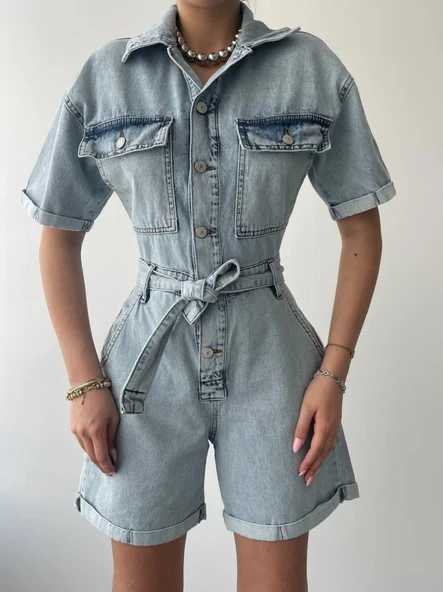 Tone Denim Tulum - Resim 2