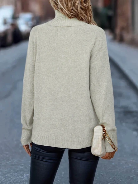 Kadın Uzun Kollu Balıkçı Yaka Triko Bluz - Resim 2