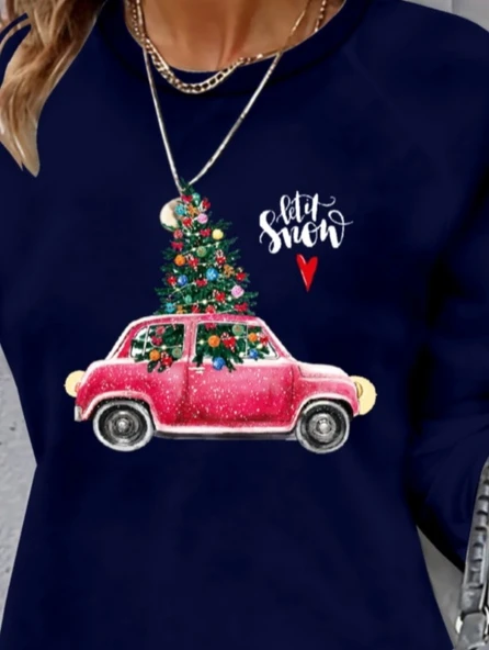 Kadın Uzun Kollu Bisiklet Yaka Desenli Viskon Iki Iplik Elbise - Resim 2