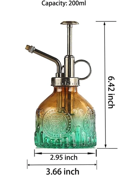 Vintage Cam Bitki Sulama Spreyi – Dekoratif Püskürtme Kolonya Şişesi 200 ml Yeşil - 6