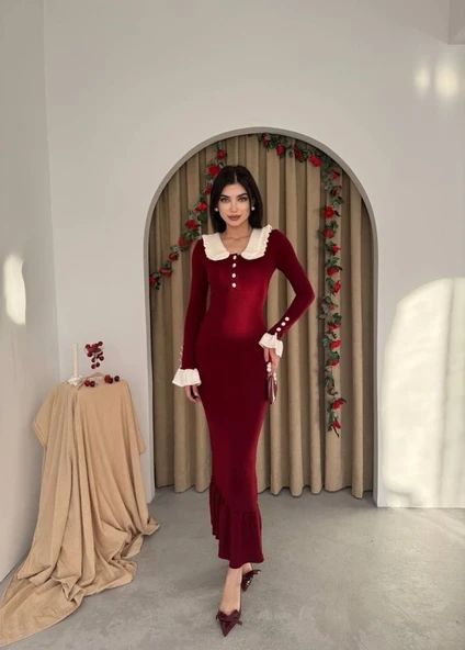 Sura Bebe Yaka Elbise - Resim 3