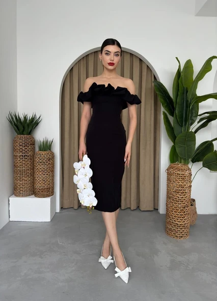 Popi Madonna Yaka Kalem Elbise - Resim 4