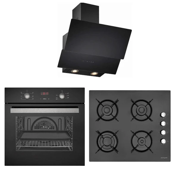 EMİNÇELİK DİJİTAL SİYAH CAM 6 PRG TURBO FANLI ANKASTRE SET