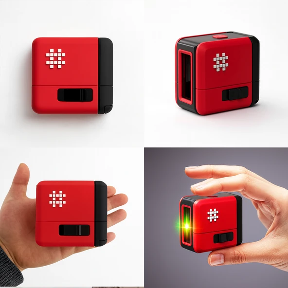 15m Menzilli Mini Çapraz Çizgi Lazer Yeşil Işın Otomatik Kendini Düzleme Bataryalı USB Şarjlı - Resim 5