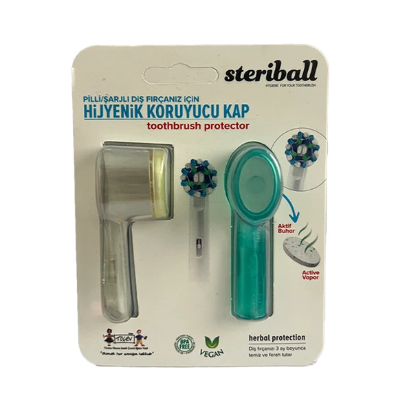 Steriball Pilli veya Şarjlı Diş Fırçaları İçin Hijyenik Diş Fırçası Kabı - Siyah ve Açık Mavi - 1