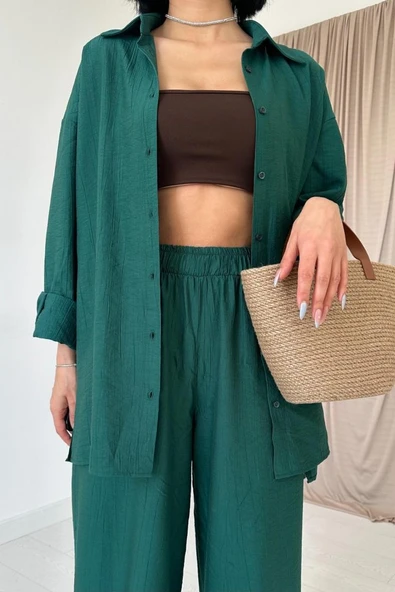 Zümrüt Alice Gömlek Ve Bol Kesim Pantolon Takım - 3