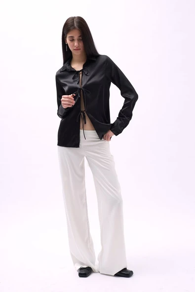 Bağlama Detay Saten Gömlek ürün görseli