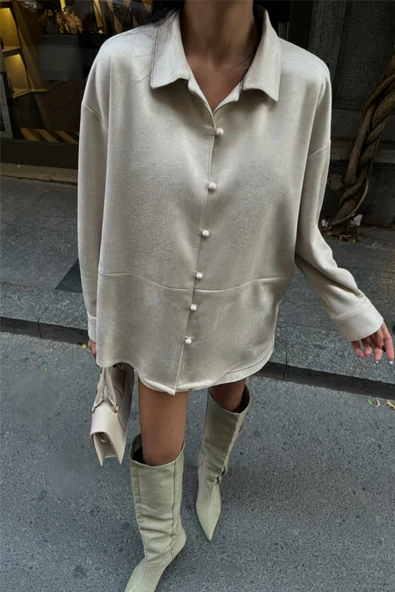 SÜET GÖMLEK - Taş - 2