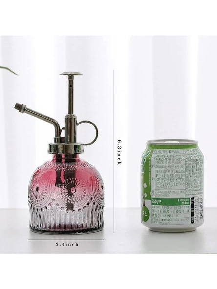 Vintage Cam Bitki Sulama Spreyi – Dekoratif Püskürtme Kolonya Şişesi 200 ml Kırmızı - 5